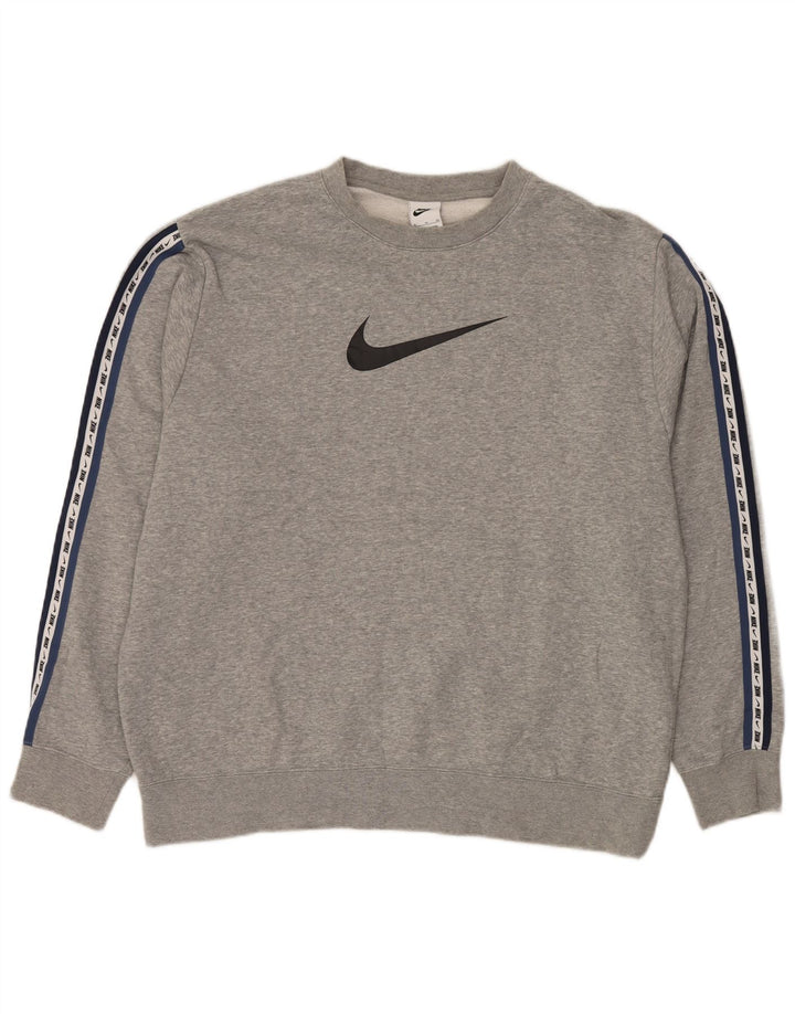 NIKE grafisk sweatshirt til mænd XL Grå bomuld