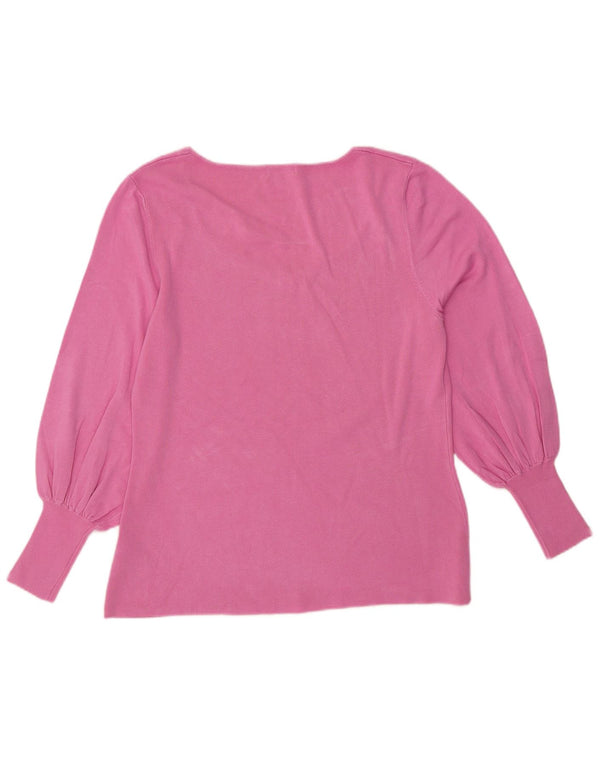 MONSOON Dame V-hals sweater UK 18 XL Pink Viscose