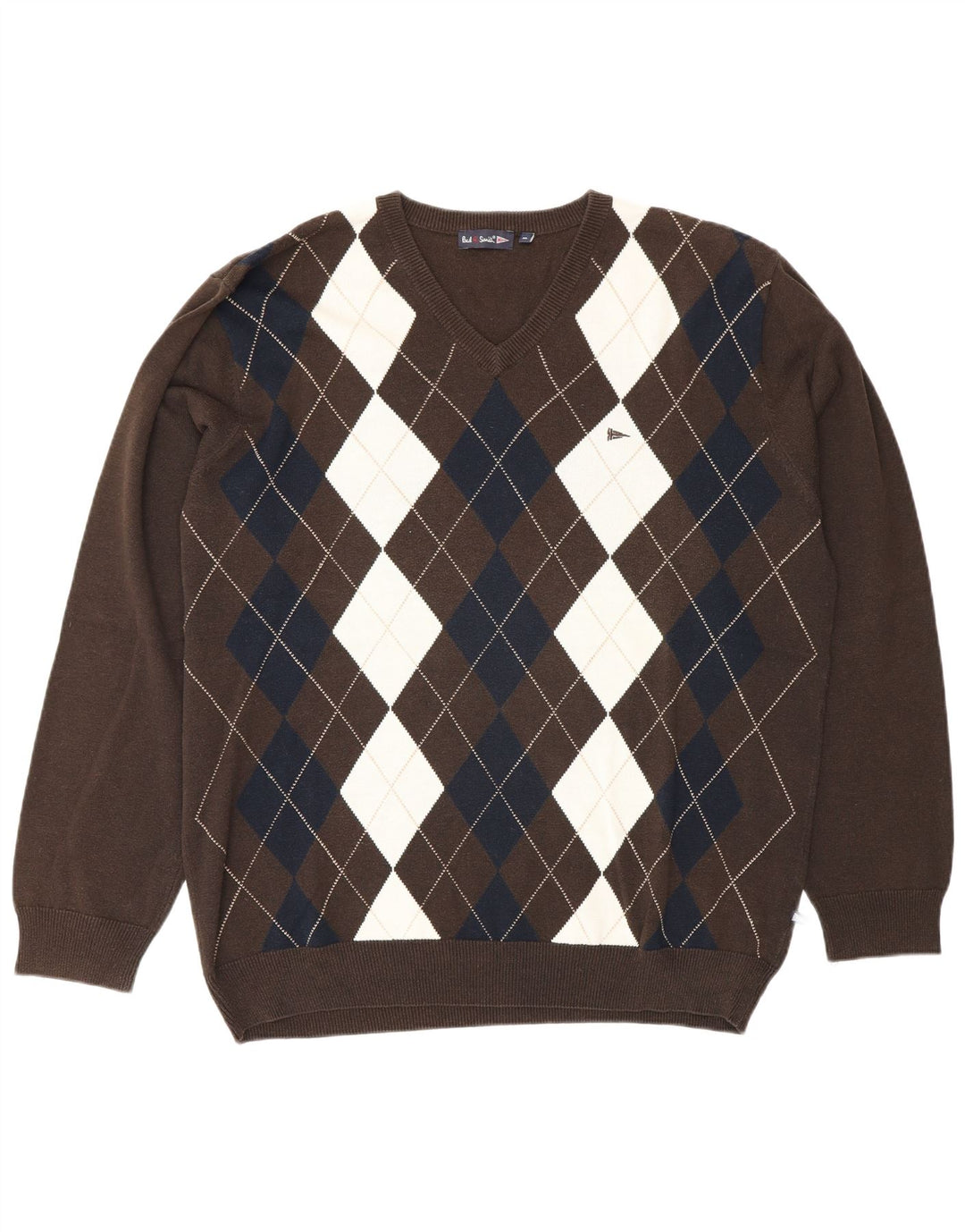 Paul Smith Herre V-hals sweater XL Brun Argyle/Diamond