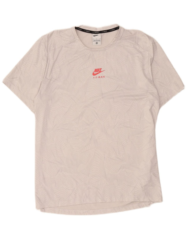 Nike Herre Dri Fit grafisk T-shirt top mellemgrå geometrisk polyester