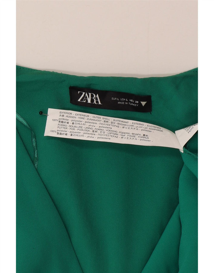 Zara Dame A-Line Kjole UK 16 Stor Grøn Polyester