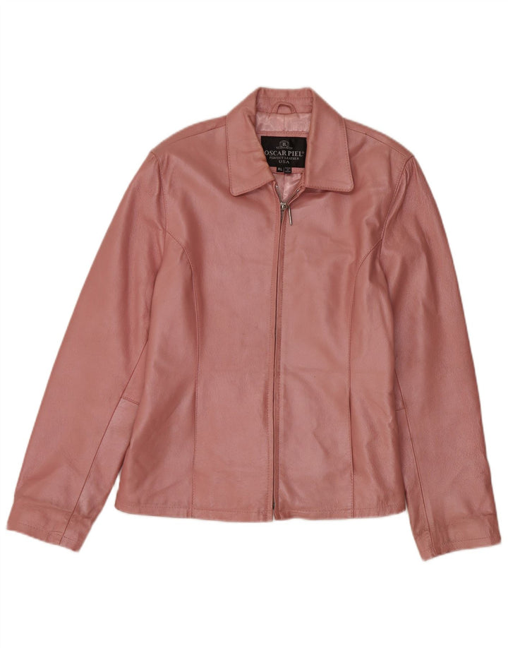 Vintage læderjakke til kvinder UK 18 XL Pink læder