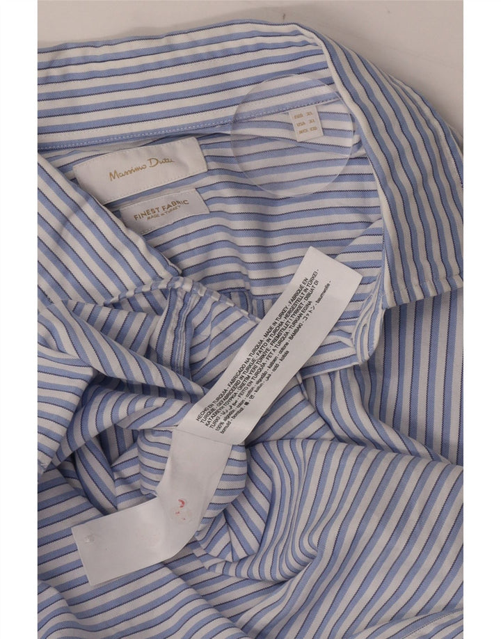 Massimo Dutti Herreskjorte XL Blå nålestribet bomuld