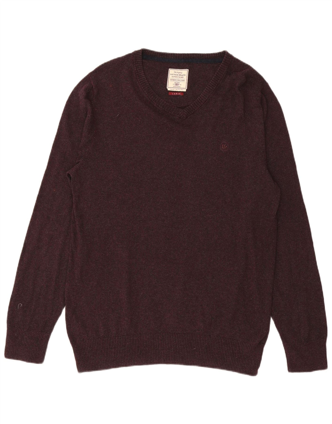 Fat Face Herre V-hals sweater Stor lilla bomuld