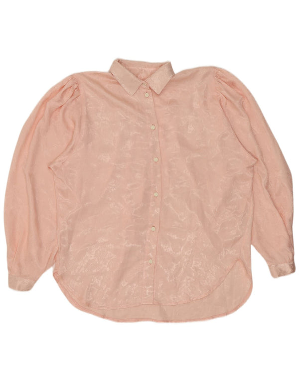 Vintage Dame Oversized Shirt Bluse UK 10 Small Pink Floral