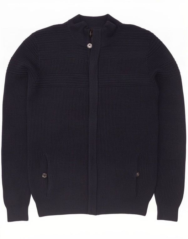 Ted Baker Herre Cardigan Sweater Størrelse 2 Small Navy Blue Flecked Acryl