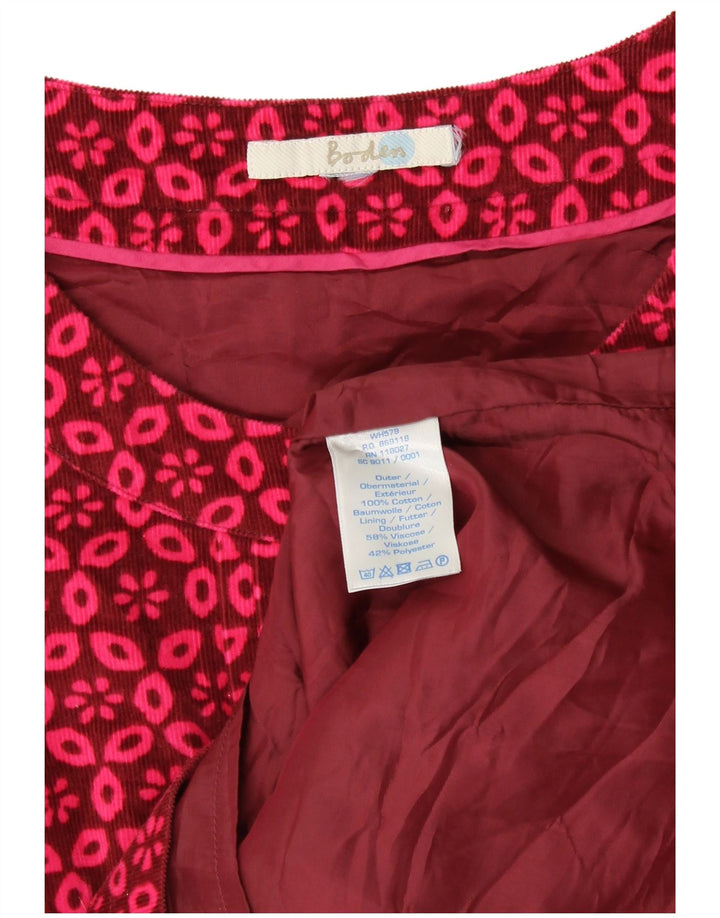 Boden Dame Corduroy Skede Kjole UK 8 Small Pink Floral Cotton