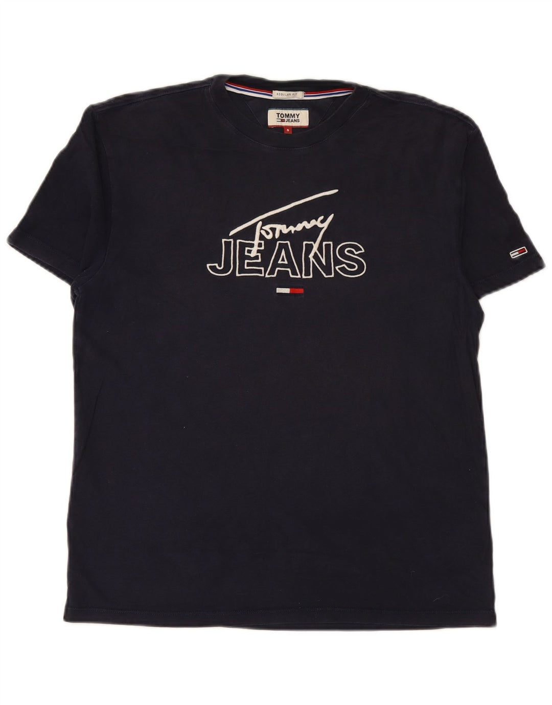 TOMMY HILFIGER Herre Regular Fit grafisk T-shirt Top Lille marineblå bomuld