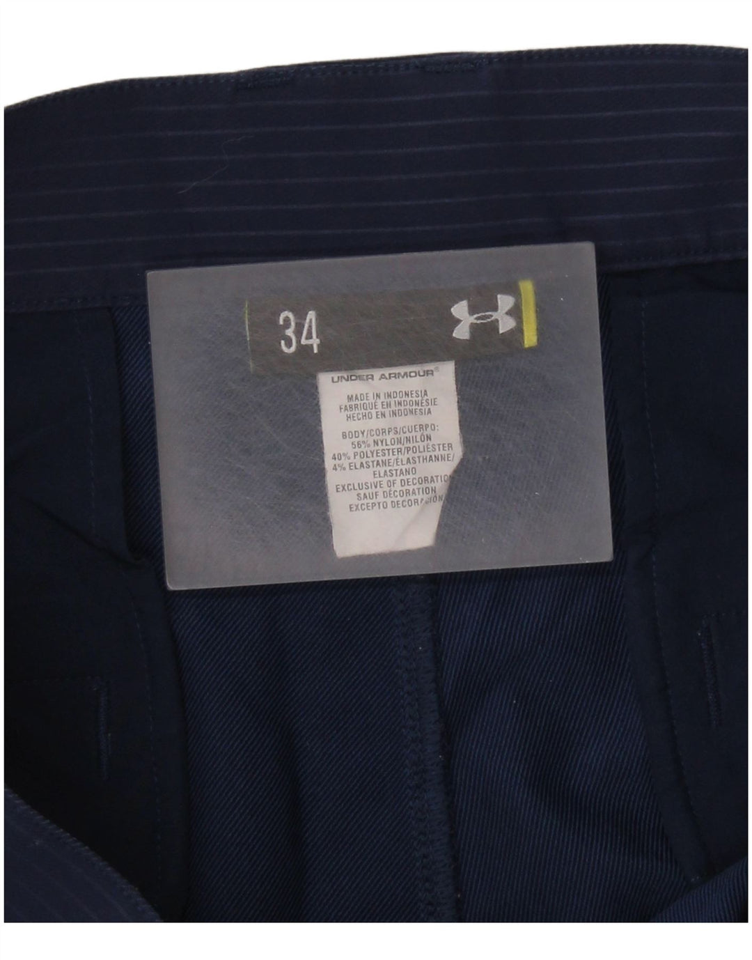 UNDER ARMOUR Herre Chino Shorts W34 Large Navy Blue Pinstripe Nylon