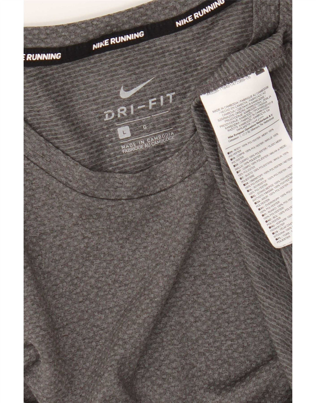 Nike Herre Dri Fit T-Shirt Top Stor Grå Polyester