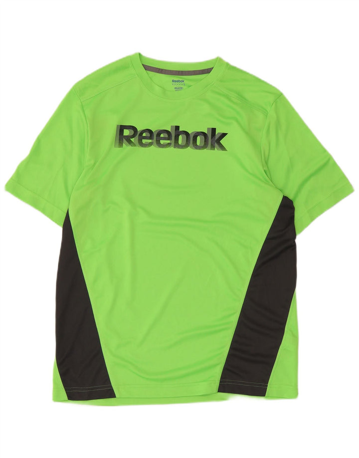Reebok Herre grafisk T-shirt Top Medium Grøn Colourblock Polyester