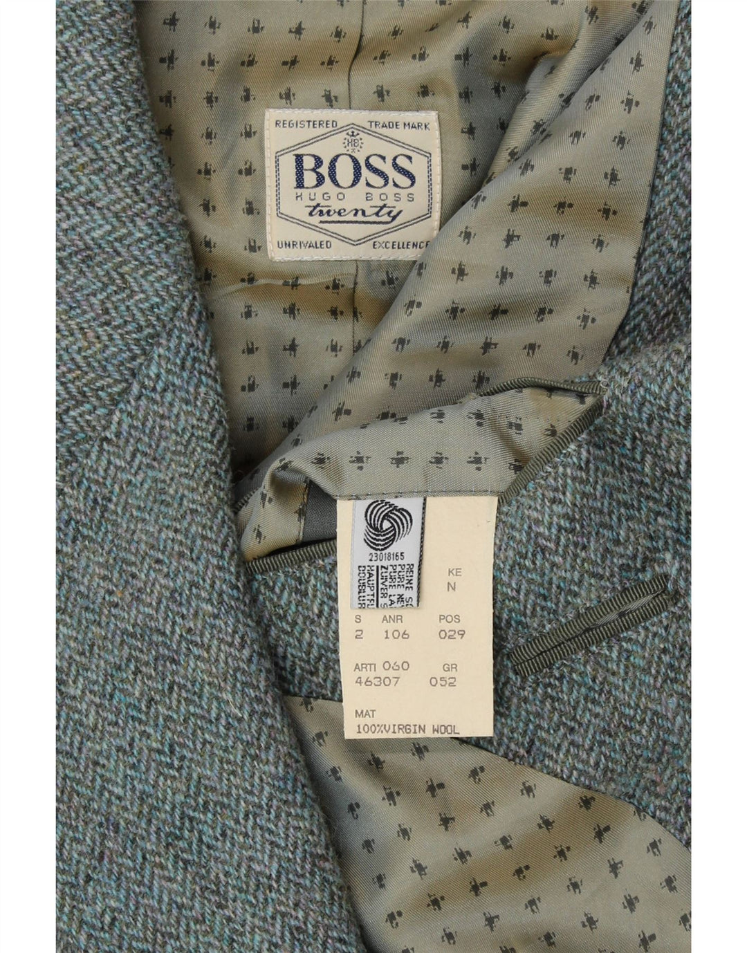 HUGO BOSS Blazerjakke til mænd med 2 knapper IT 52 XL Blå sildeben Ny uld
