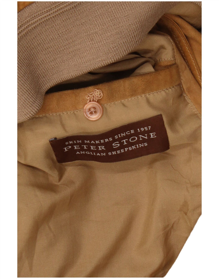 Vintage herre ruskind bomberjakke UK 42 XL beige læder