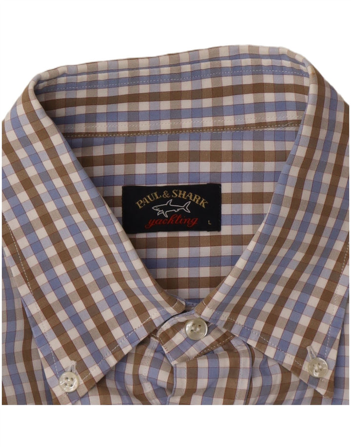 Paul & Shark Herre Yachting Shirt Stor blå ternet bomuld
