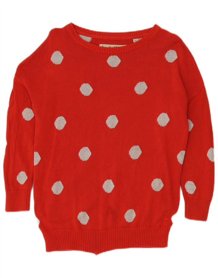 JACK WILLS Dame Boat Neck Jumper Sweater UK 10 Small Red Polka Dot