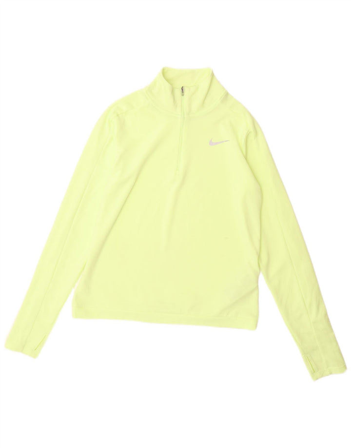 NIKE Womens Dri Fit Zip Neck Pullover Tracksuit Top UK 10 Small Green