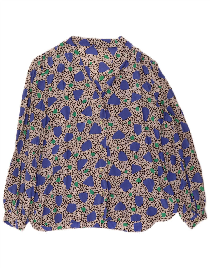 Vintage Dame Langærmet Skjorte Bluse UK 14 Medium Multicolored