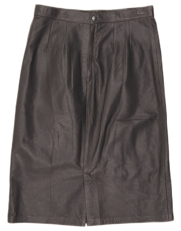 Vintage kvinders højtaljede lædernederdel IT 46 Large W28 Grå