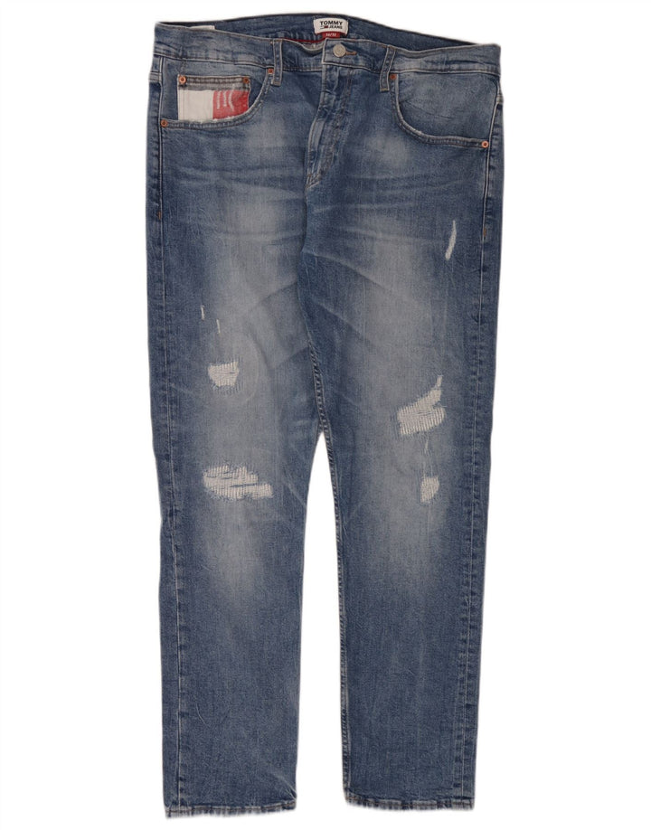 Tommy Hilfiger Herre Distressed Slim Jeans W36 L32 Blå Bomuld