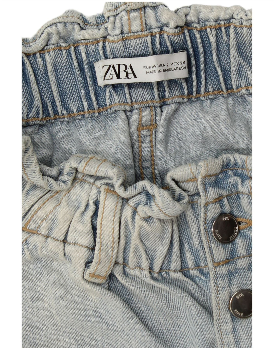 ZARA denimshorts til kvinder EU 34 2XS W24 Blå