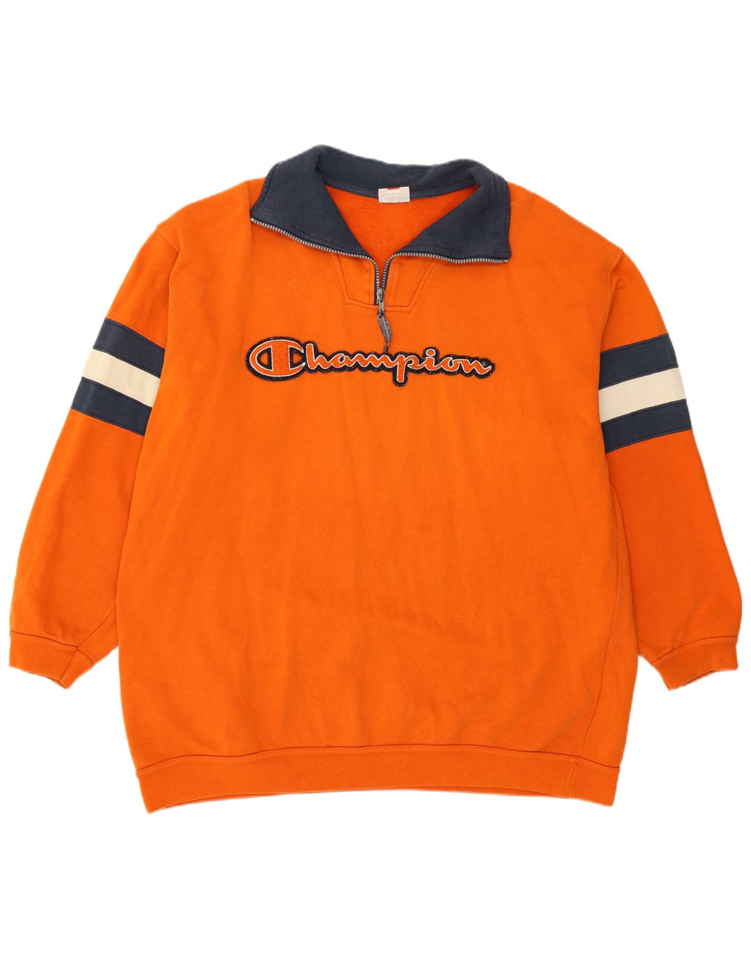 Champion Herre grafisk lynlås-sweatshirt Jumper Large Orange Colourblock