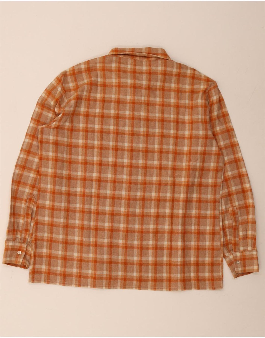 Vintage flannelskjorte til mænd, stor orange plaid polyester