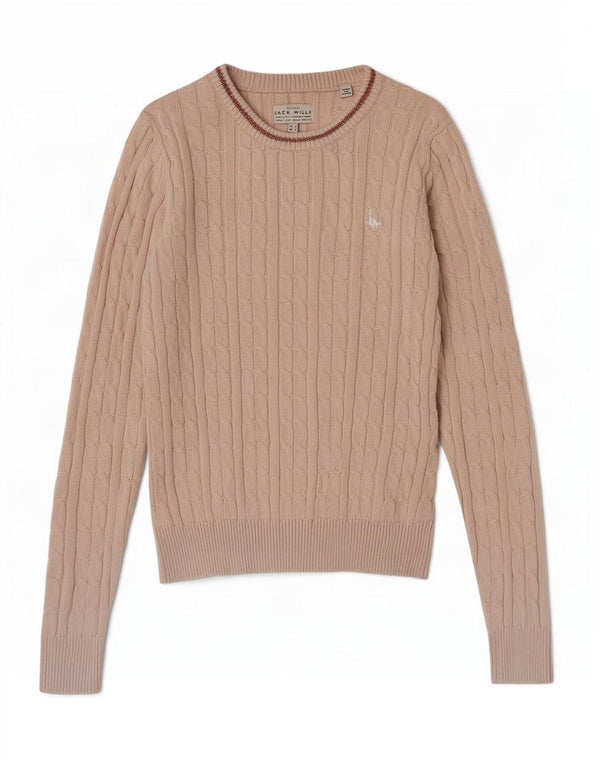 Jack Wills Dame Boat Neck Jumper Sweater UK 8 Small Beige Bomuld