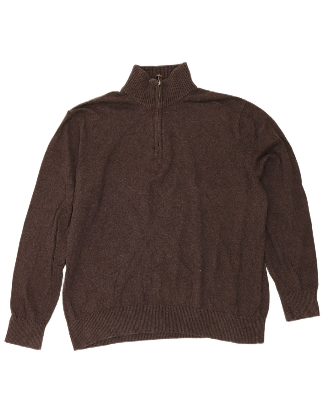 Eddie Bauer Herre Zip Neck Jumper Sweater XL Brun Bomuld
