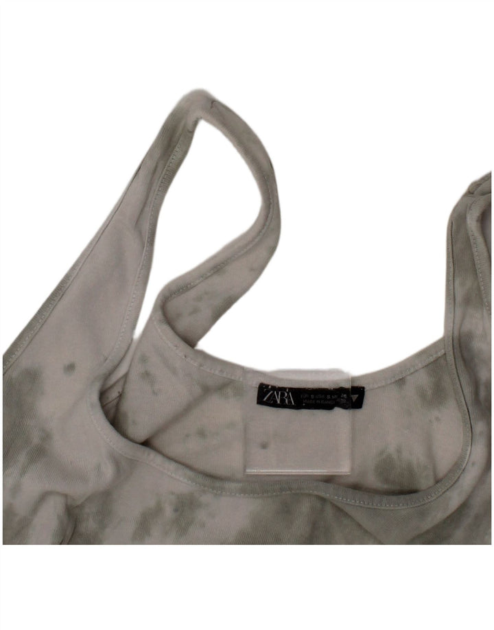 Zara Dame Bralette Crop Top Small Grey Tie Dye Bomuld