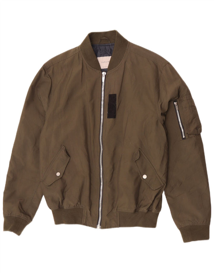 Zara Herre Bomber Jacket UK 40 Large Khaki