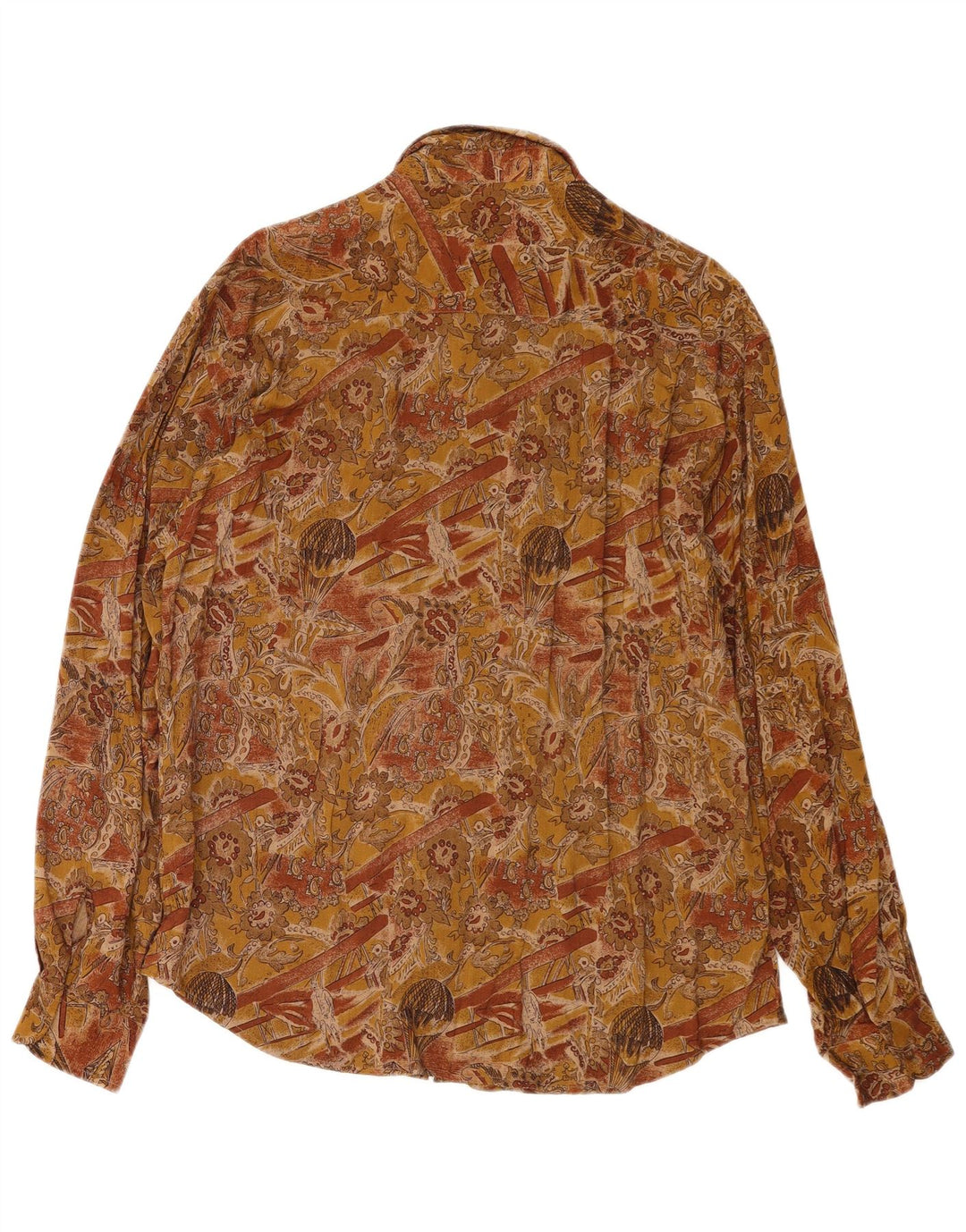 Vintage herre grafisk skjorte XL brun viskose