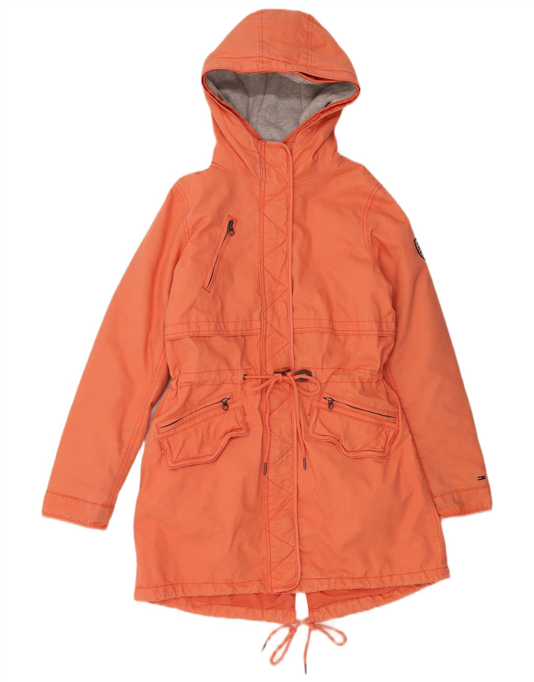 TOMMY HILFIGER Dame Oversized hættejakke UK 10 Small Orange
