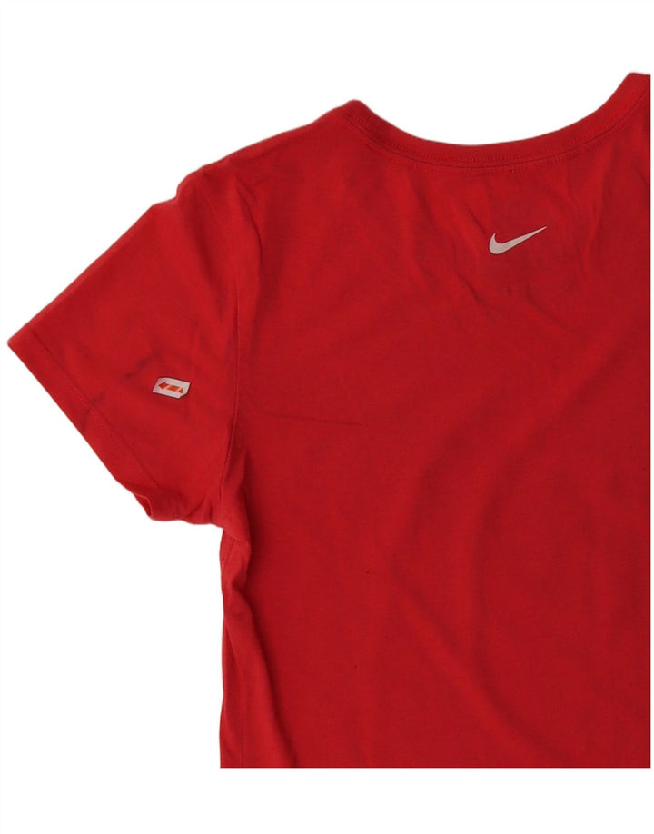 NIKE Dame Slim Fit Grafisk T-Shirt Top UK 12 Medium Rød