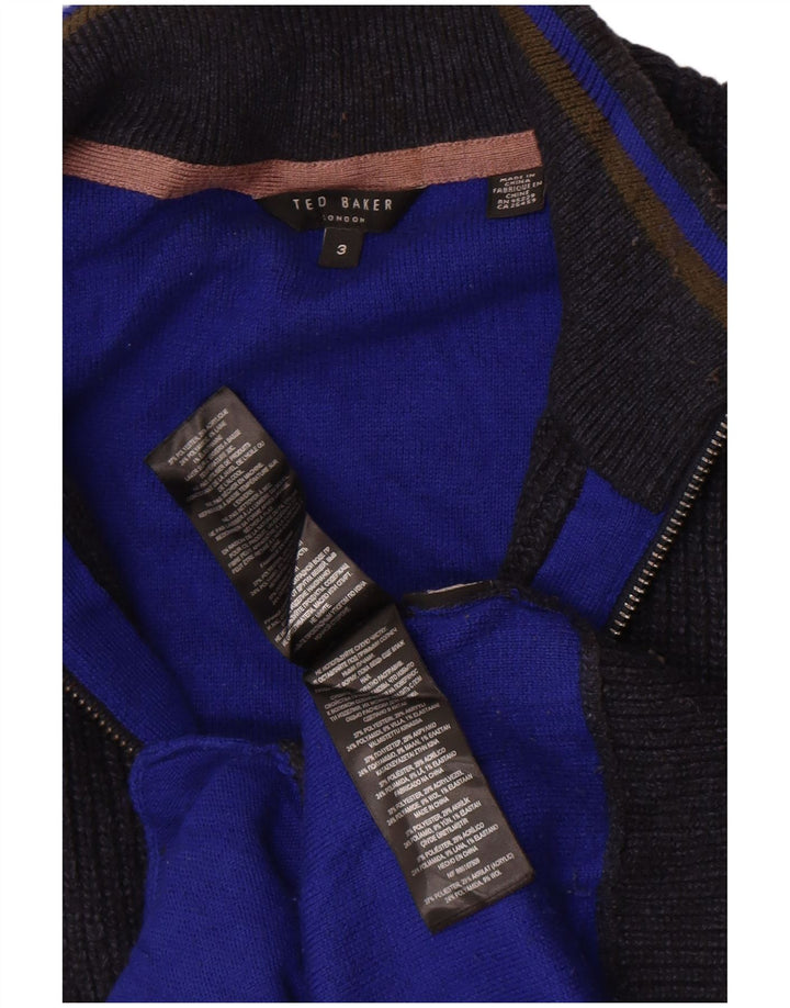 Ted Baker Herre Cardigan Sweater Størrelse 3 Medium Navy Blue Polyester