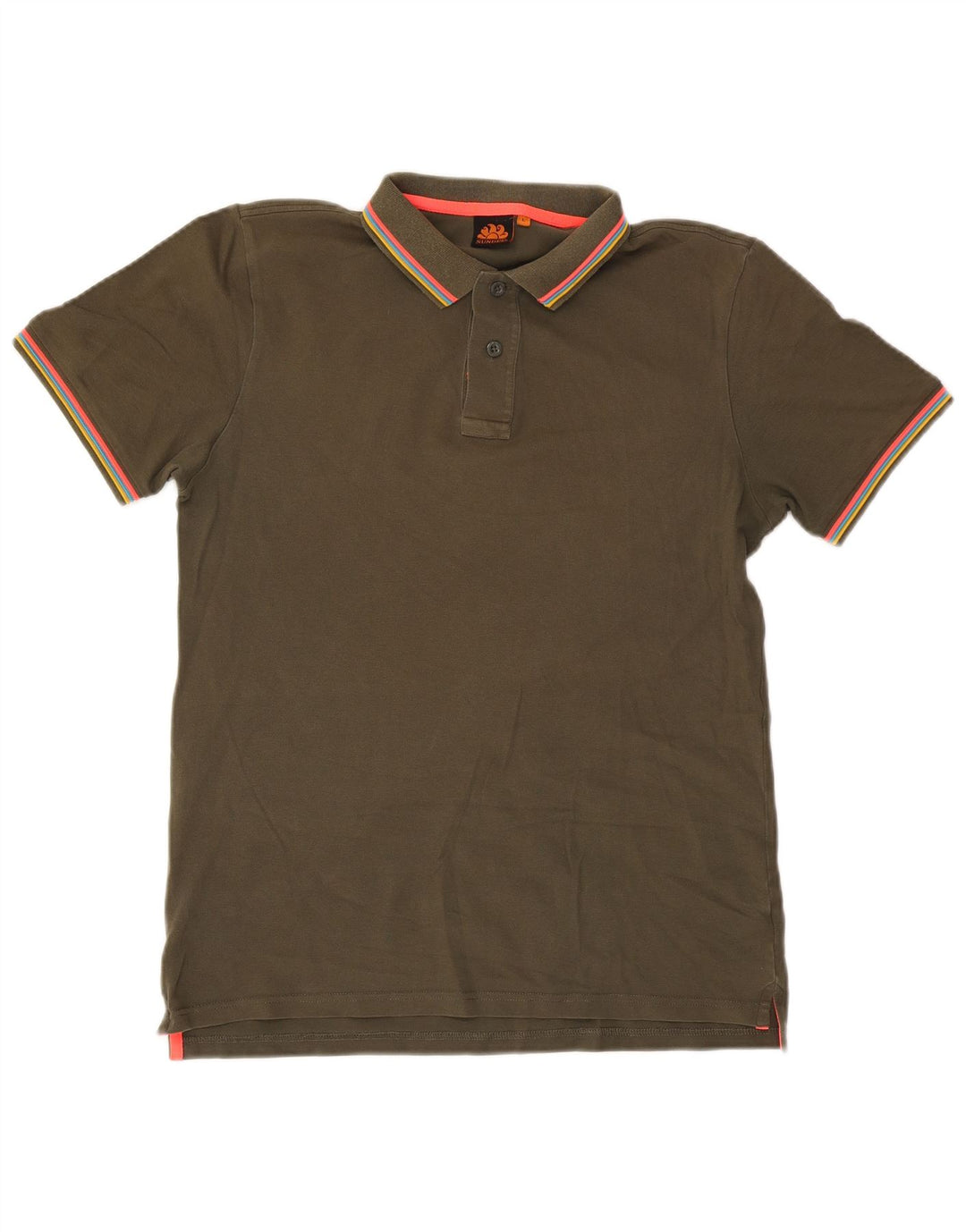 Sundek Herre Polo Shirt Stor Khaki Stribet Bomuld