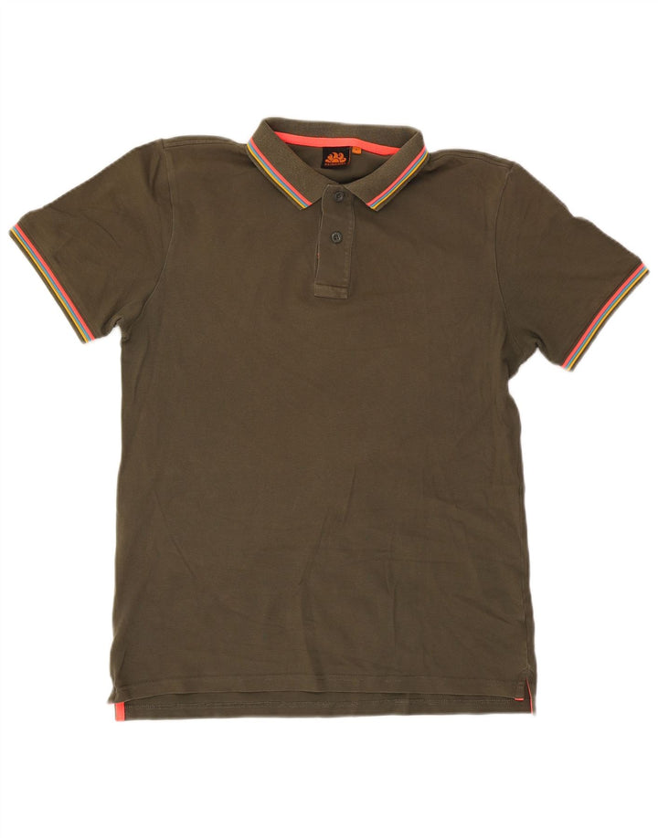 Sundek Herre Polo Shirt Stor Khaki Stribet Bomuld