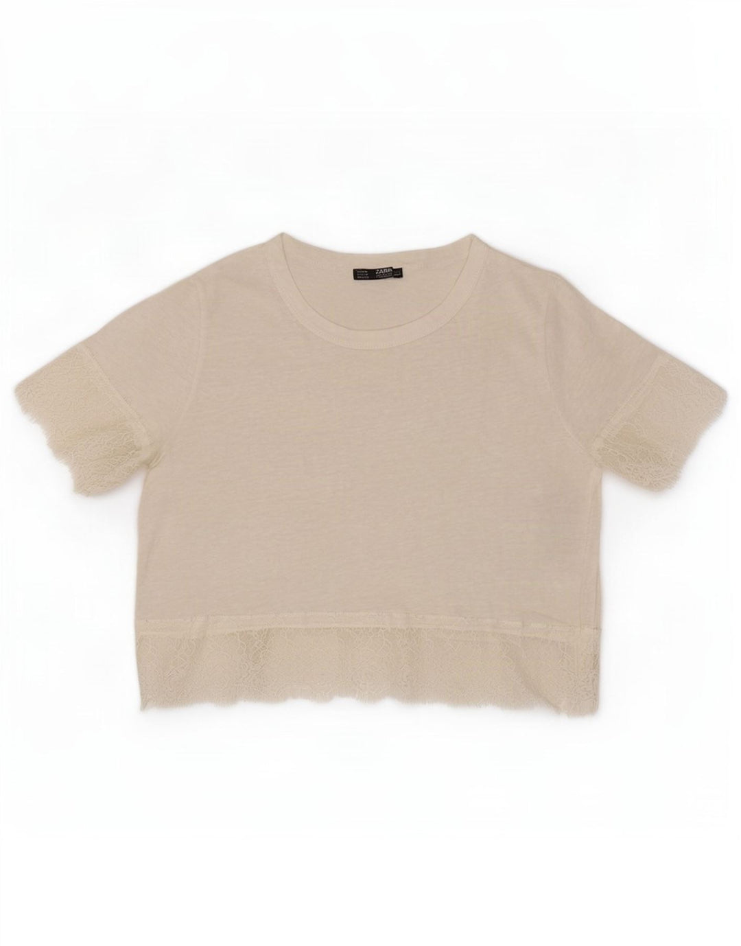 Zara Womens Crop Bluse Top UK 12 Medium White Linen