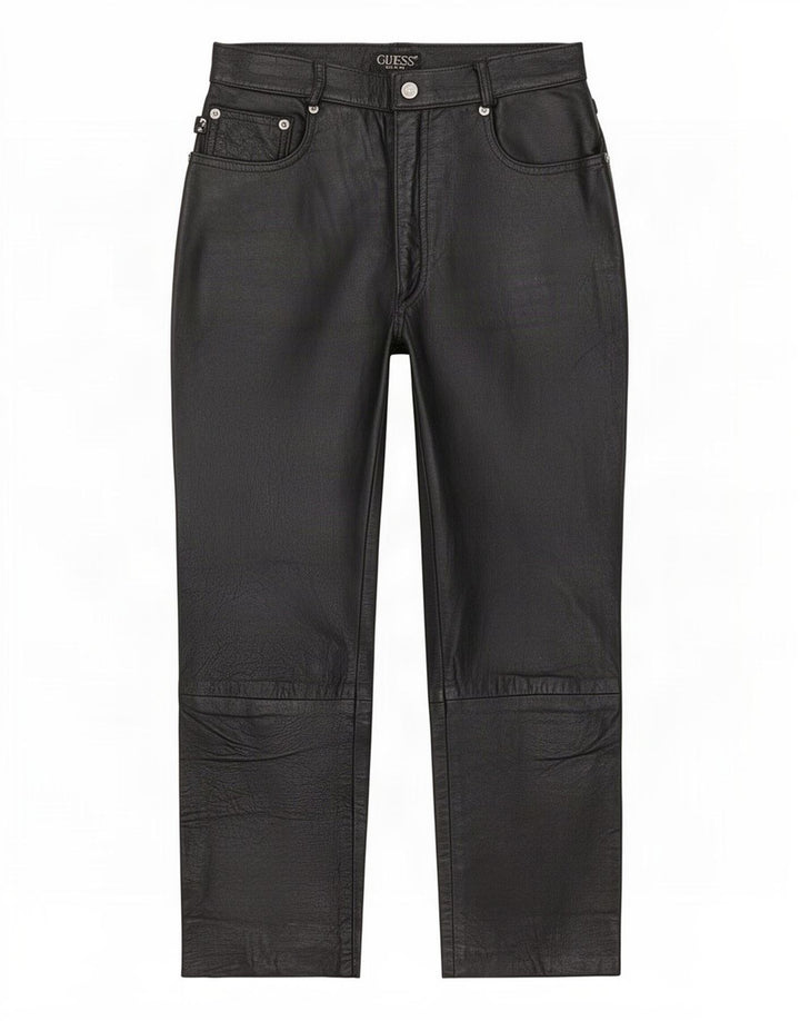 Guess Dame Læder Cropped Trousers W28 L23 Sort