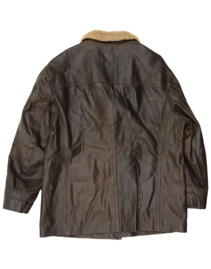 LAVORAZIONE ARTIGIANALE Læderjakke til mænd UK 40 Stor brunt læder