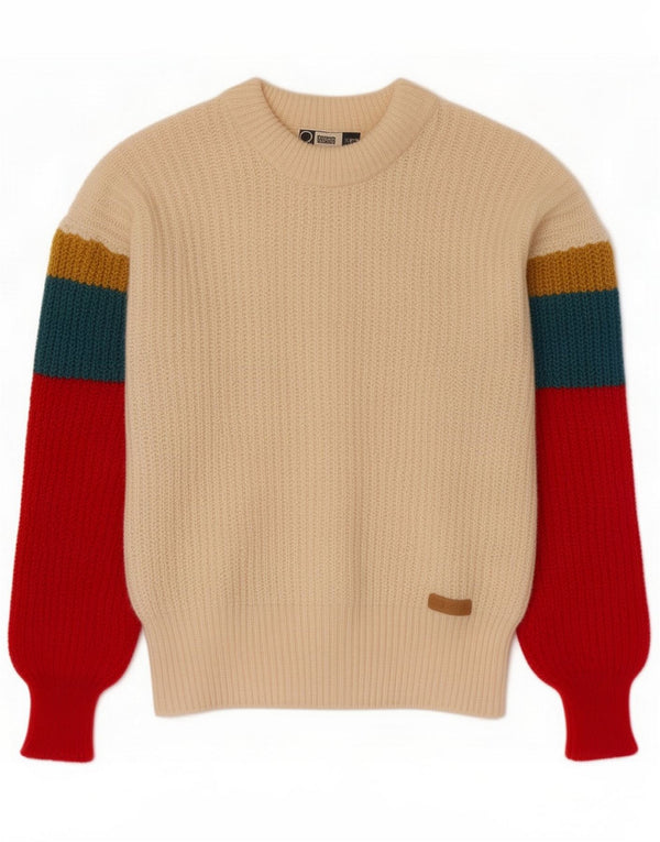 Sergio Tacchini Mens Boat Neck Jumper Sweater Medium Off White Colourblock