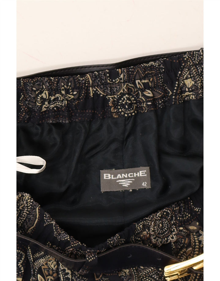 VINTAGE Womens Pleated Skirt EU 42 Large W32 Black Paisley Polyester Vintage Vintage and Second-Hand Vintage from Messina Hembry 