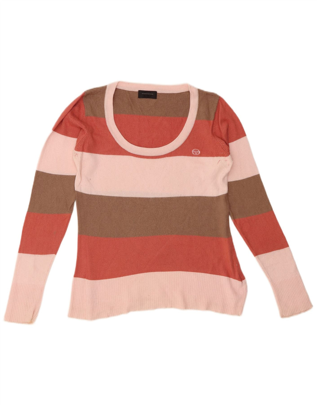 SERGIO TACCHINI Dame Boat Neck Jumper Sweater UK 10 Small Multicolored
