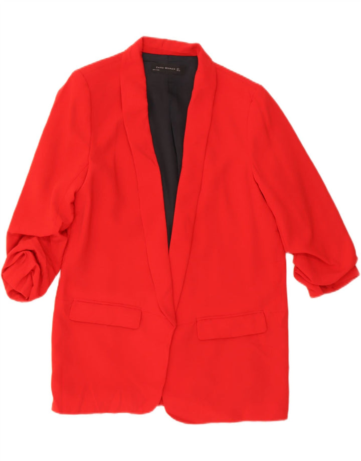 ZARA Womens 3/4 Sleeve Open Blazer Jacket UK 14 Large Red Vintage Zara and Second-Hand Zara from Messina Hembry 