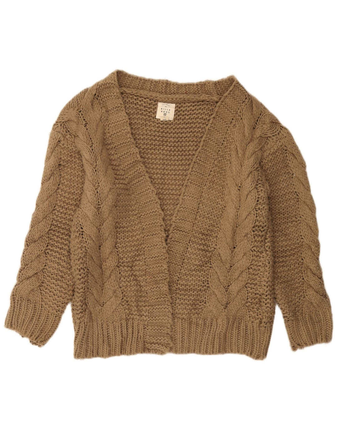 Billabong Womens Oversized Open Cardigan Sweater UK 10 Small Brown Acryl