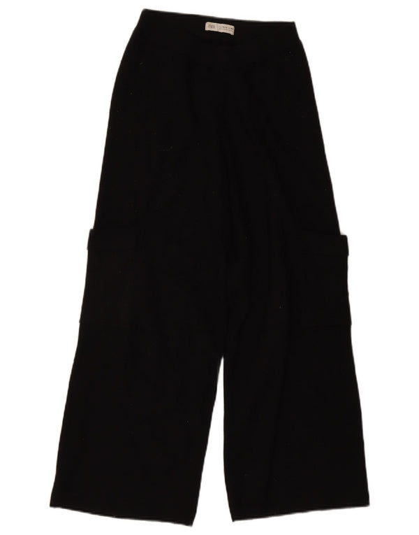 Zara Pige Strikkede Cargo Bukser 13-14 år W24 L24 Sort Viscose