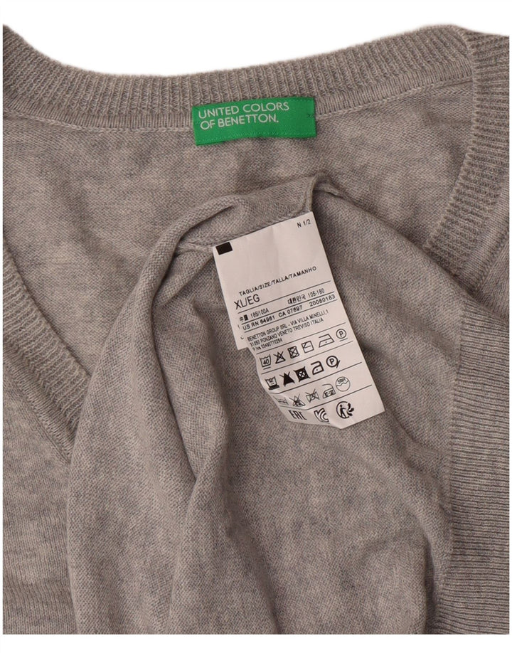 United Colors of Benetton Herre V-hals sweater XL Grå Bomuld Classic