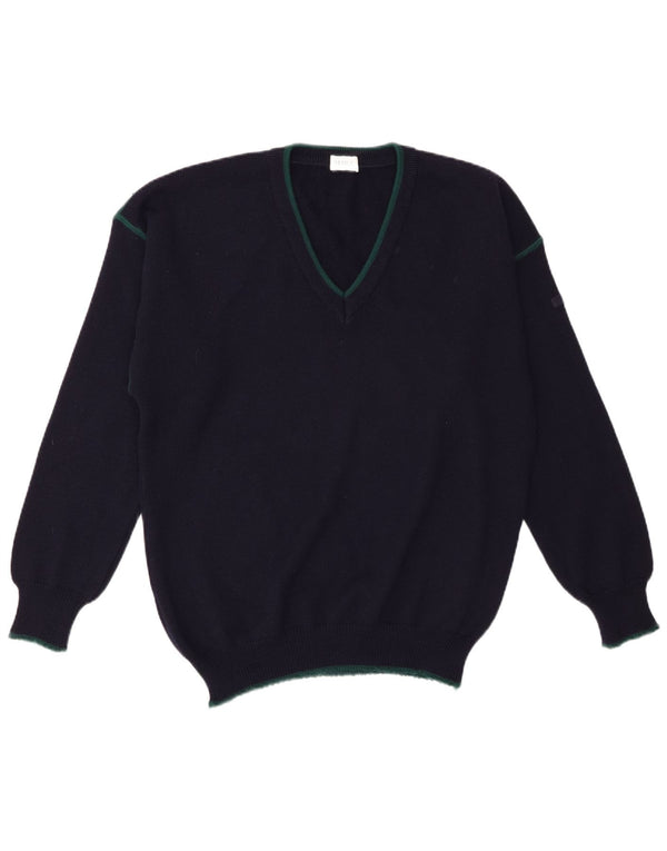 Marz Herre Regular Fit V-hals sweater EU 52 Large Navy Blue New Wool