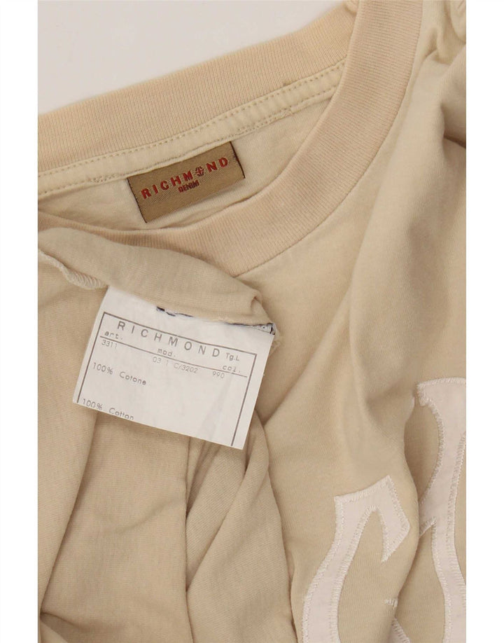 Richmond Herre Grafisk Top Langærmet Medium Beige Bomuld