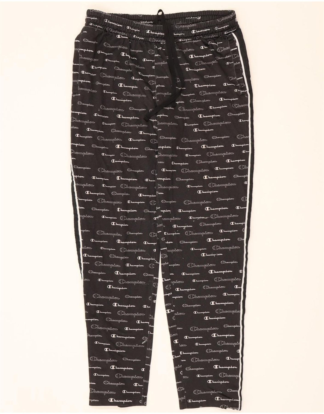 CHAMPION Womens Graphic Tracksuit Trousers UK 14 Medium  Black Polyester Vintage Champion and Second-Hand Champion from Messina Hembry 