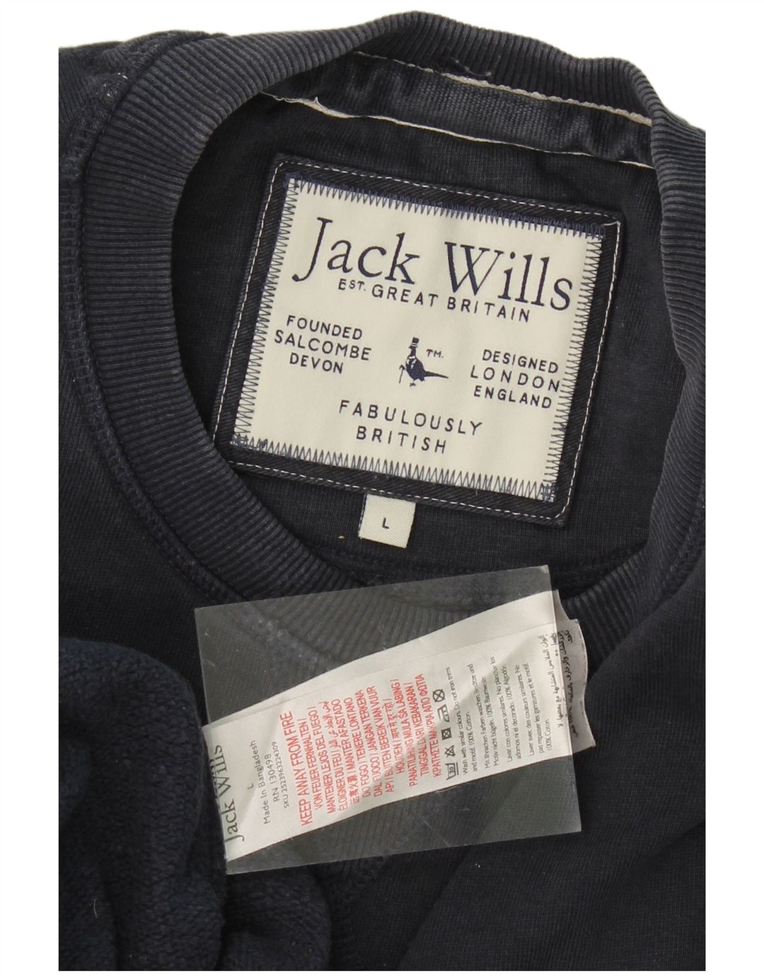 JACK WILLS Mens Sweatshirt Jumper Large Navy Blue Cotton